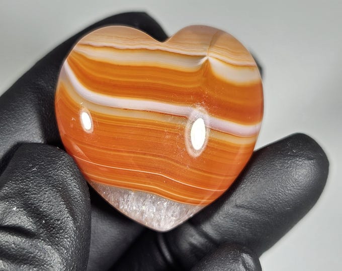 1.1" Banded Carnelian Heart Palm Stone