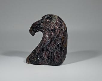 Garnet in Arfvedsonite Eagle Head Carving