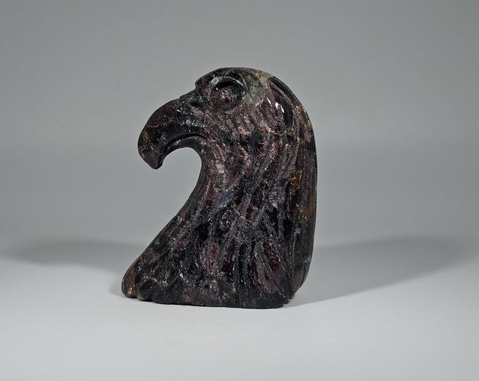Garnet in Arfvedsonite Eagle Head Carving