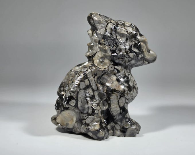 Crinoid Fossil Dragon Carving