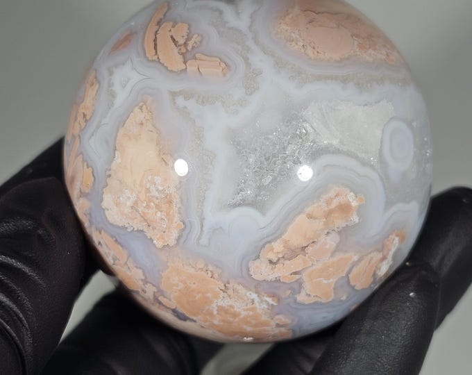 49mm Pink Agate Sphere Cotton Candy Agate
