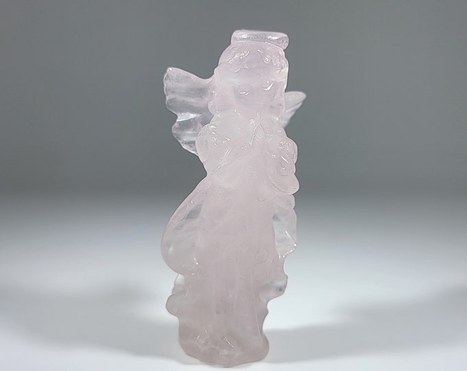 Beautiful Rose Quartz Praying Angel Carving