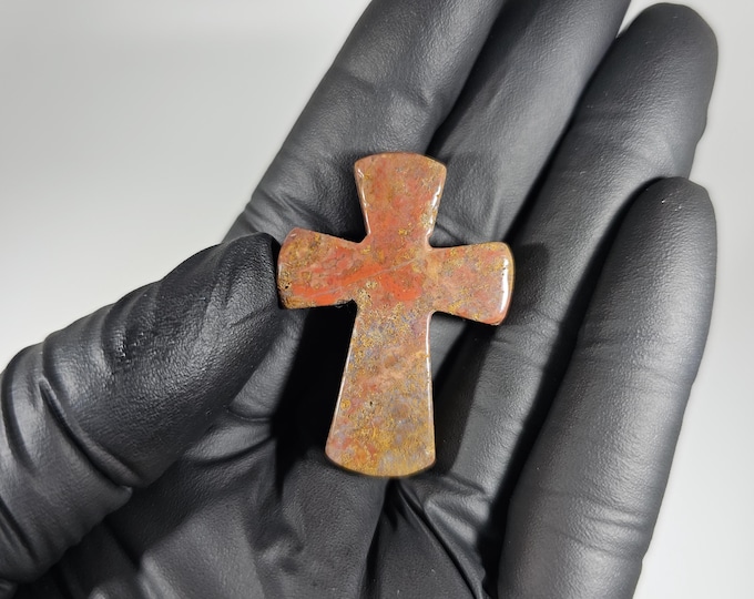 Ocean Jasper Cross Carving