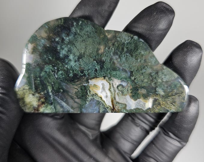 Small Moss Agate Cloud Carving