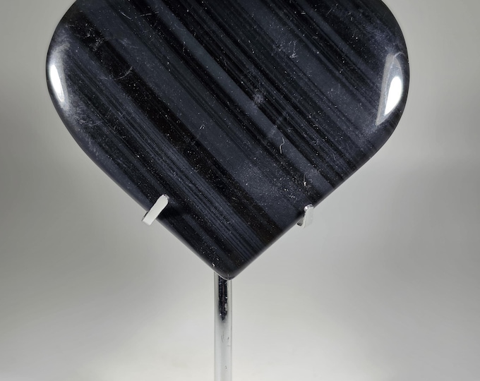 Midnight Lace Obsidian Heart with Stand