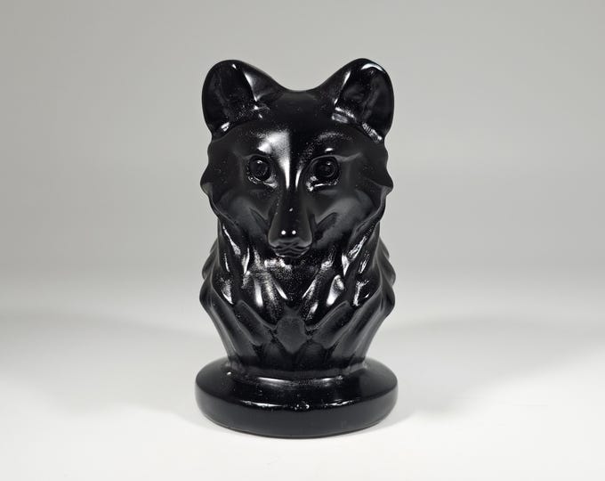 Obsidian Wolf Carving