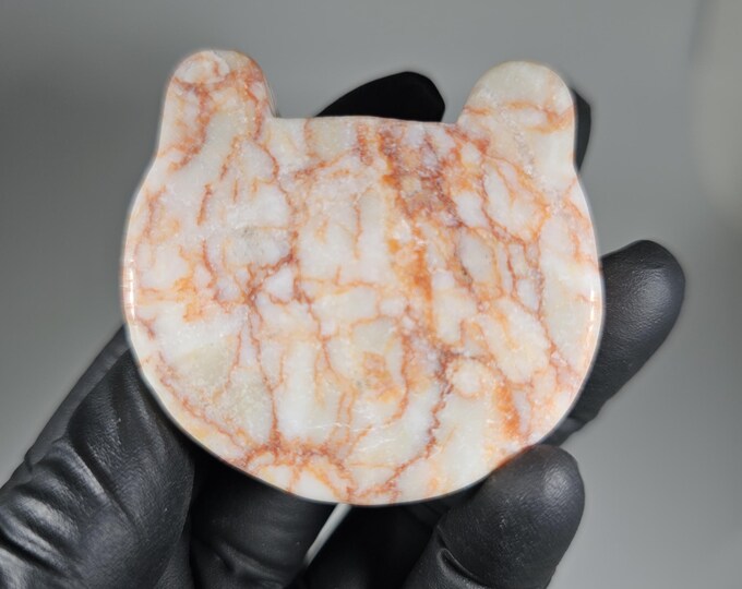 Red Vein Jasper Cat Head Carving