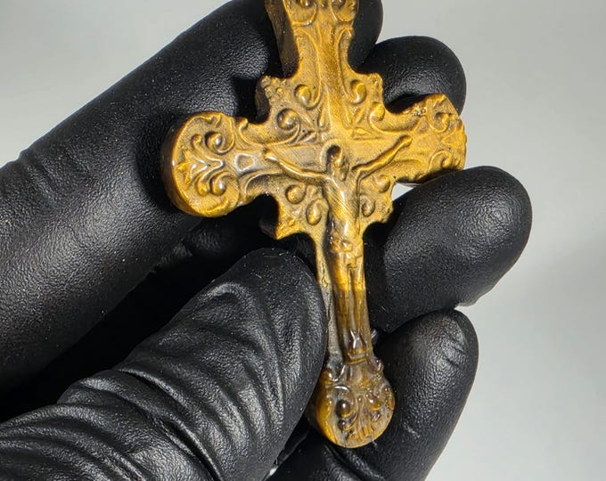 Tigerseye Cross Carving *Imperfect