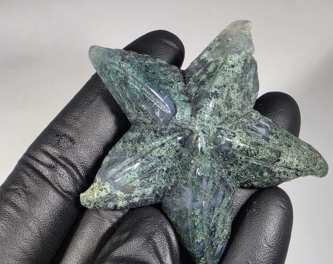 Moss Agate Starfish Carving