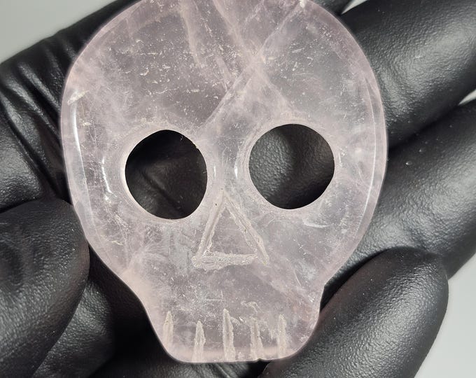 Rose Quartz Skull Carving