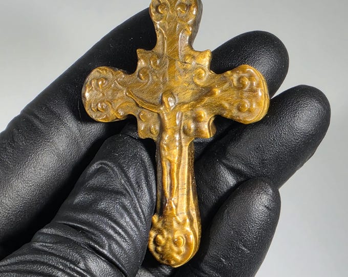 Tigerseye Cross Carving