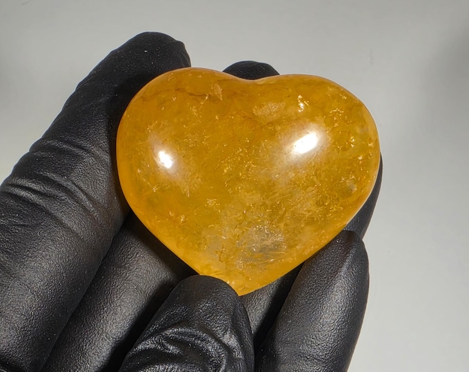 Golden Healer Heart Palm Stone 1.4"