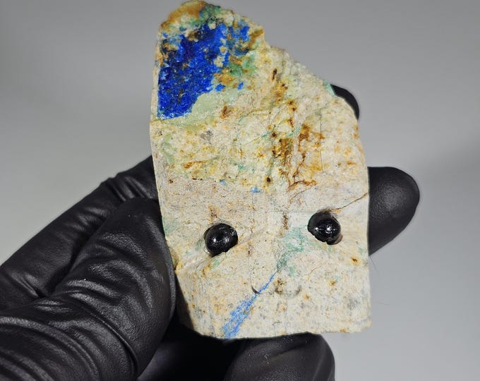 Azurite with Malachite Pet Rock Carving