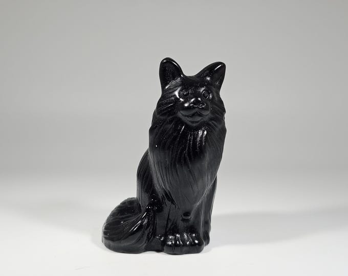 Obsidian Cat Carving