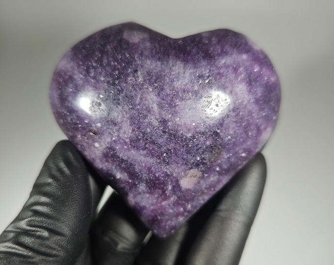 Lepidolite Heart Carving