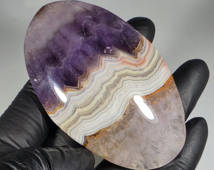 Amethyst Lace Agate Palm Stone