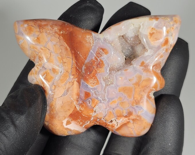 Cotton Candy Agate Butterfly Carving Pink Agate