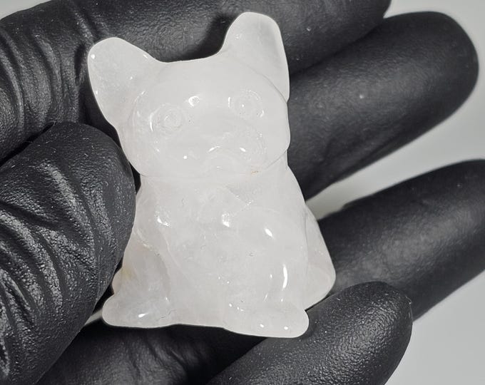 Mini 1" Rose Quartz Dog Carving