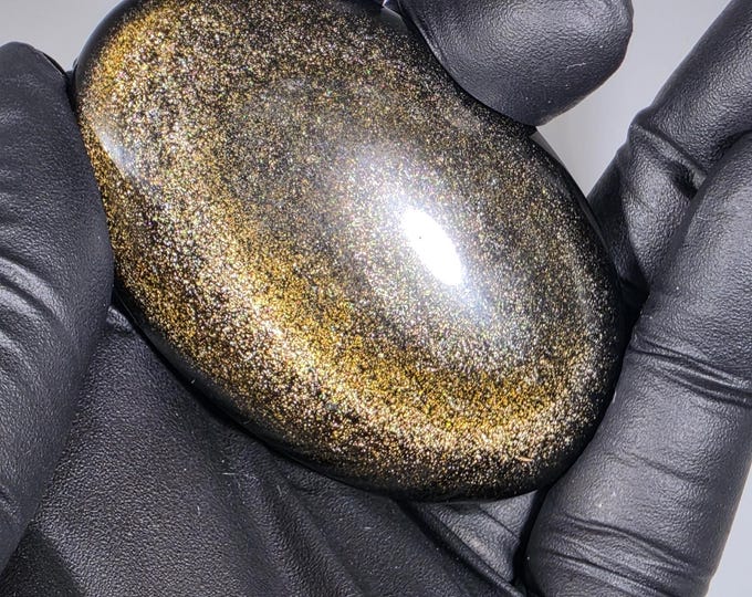 Golden Obsidian Palm Stone