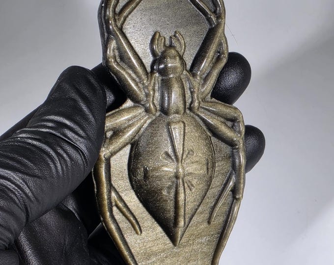 Golden Obsidian Spider Carving