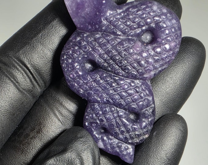 Lepidolite Snake Carving