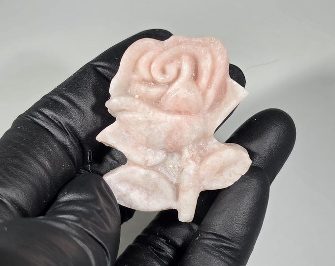 Pink Opal Rose Carving