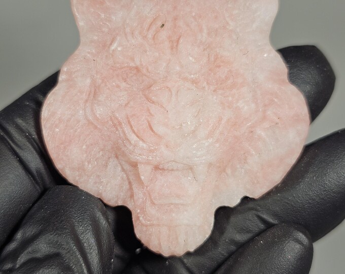 Pink Opal Lion Head Carving