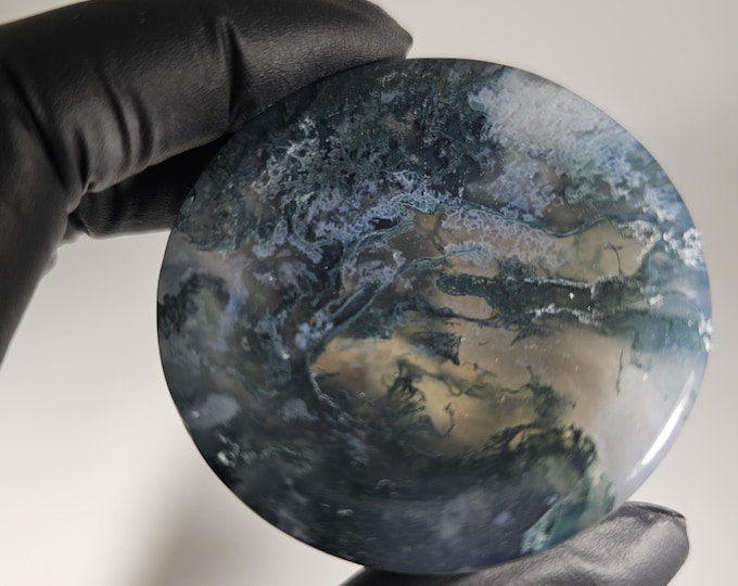 Moss Agate Bowl Sphere Holder