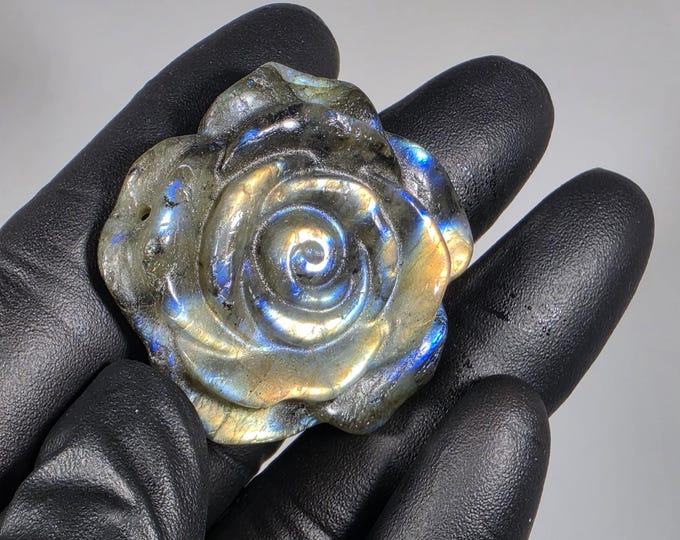 Labradorite Rose Carving Flower 1.2"