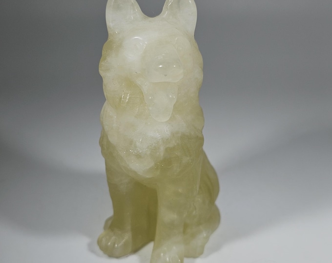 Citrine Dog Carving 3.1"
