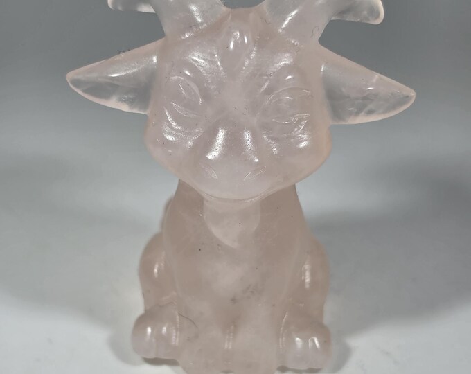 Rose Quartz Goat Carving