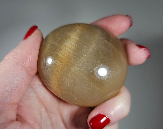 Peach Moonstone Palm Stone