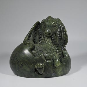 Green Jade Dragon Egg Carving
