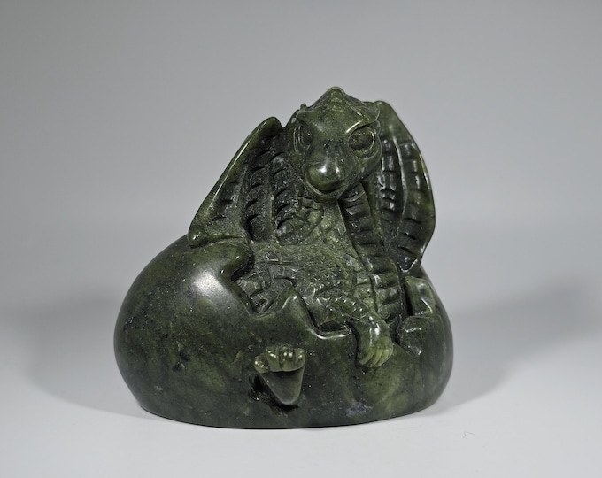 Green Jade Dragon Egg Carving