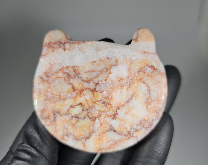 Red Vein Jasper Cat Head Carving