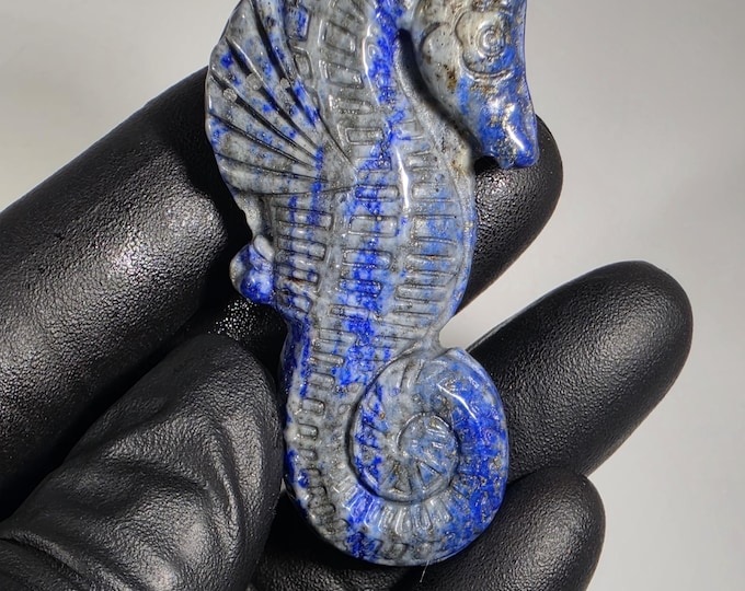 Lapis Lazuli Seahorse Carving