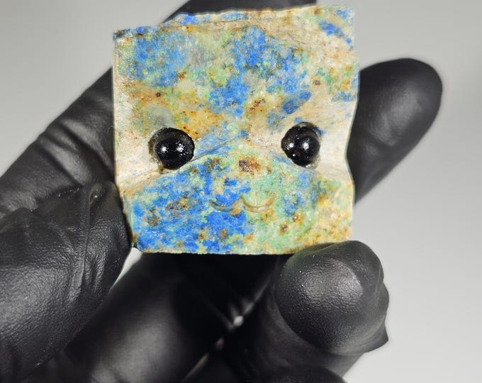 Azurite with Malachite Pet Rock Carving