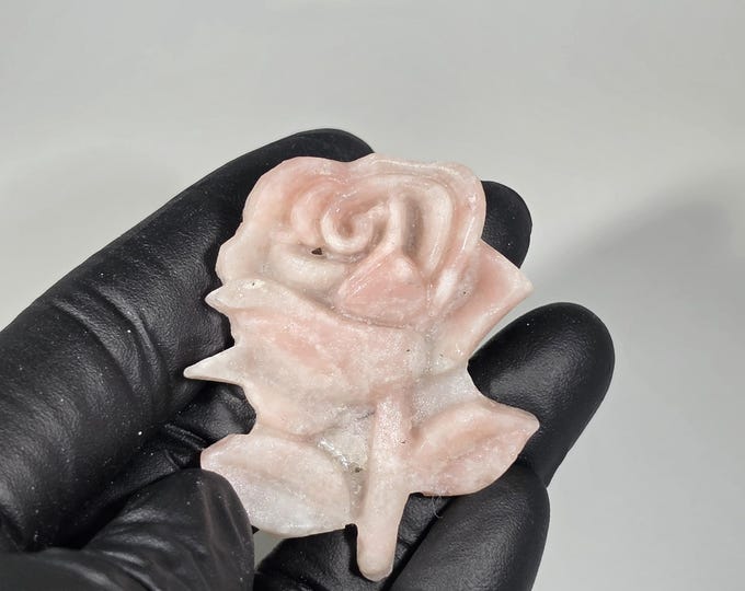 Pink Opal Rose Carving