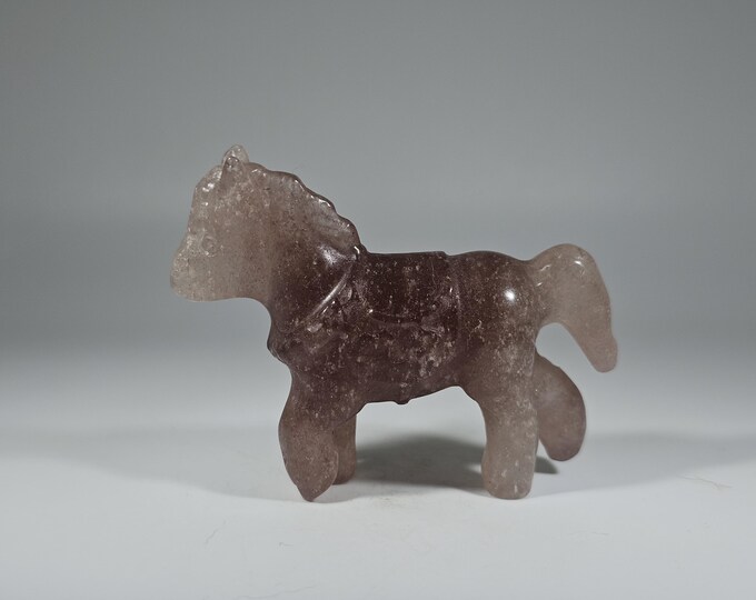 Strawberry Quartz Horse Carving