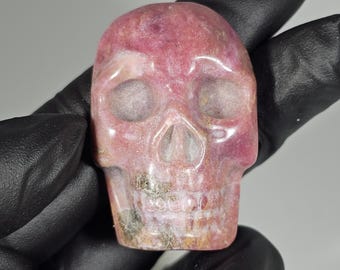 Rhodonite Skull Carving