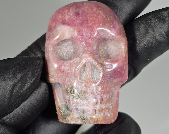 Rhodonite Skull Carving