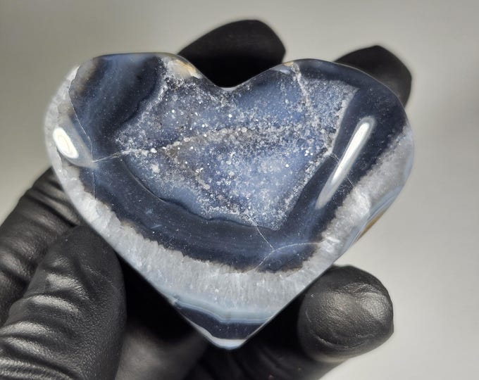 Druzy Black Agate Heart