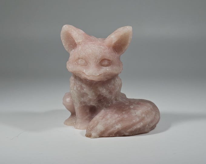 Pink Opal Fox Carving