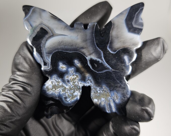 Black Agate Butterfly Carving