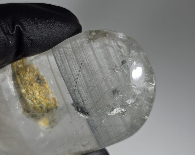 Smoky Quartz with Garden Phantom and Black Tourmaline Palm Stone