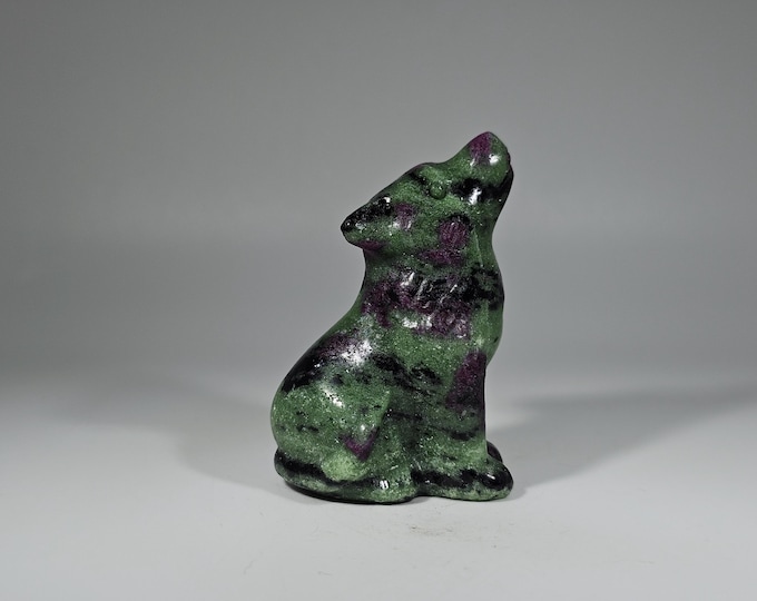 Ruby in Zoisite Wolf Carving