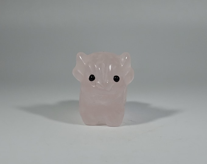 Mini Rose Quartz Highland Cow Carving