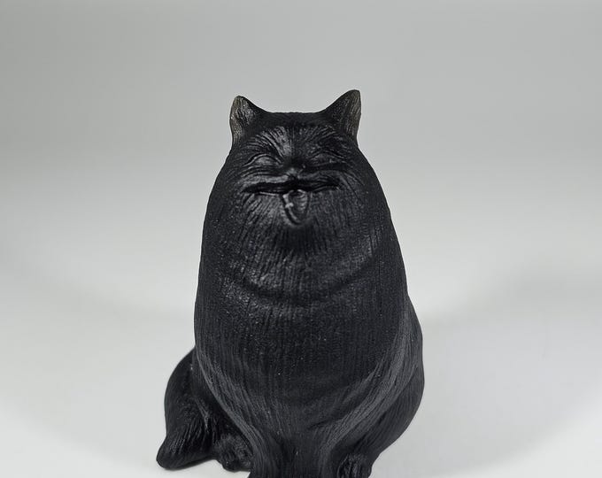 Obsidian Cat Carving