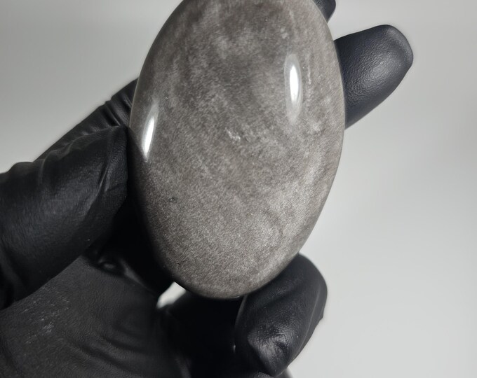Silver Obsidian Palm Stone