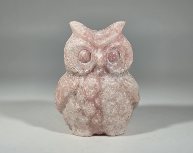 Pink Opal Owl Carving